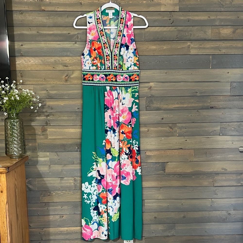 New London Times V-Neck Sleeveless Floral Maxi Dress Women’s Size 6 - Picture 3 of 14